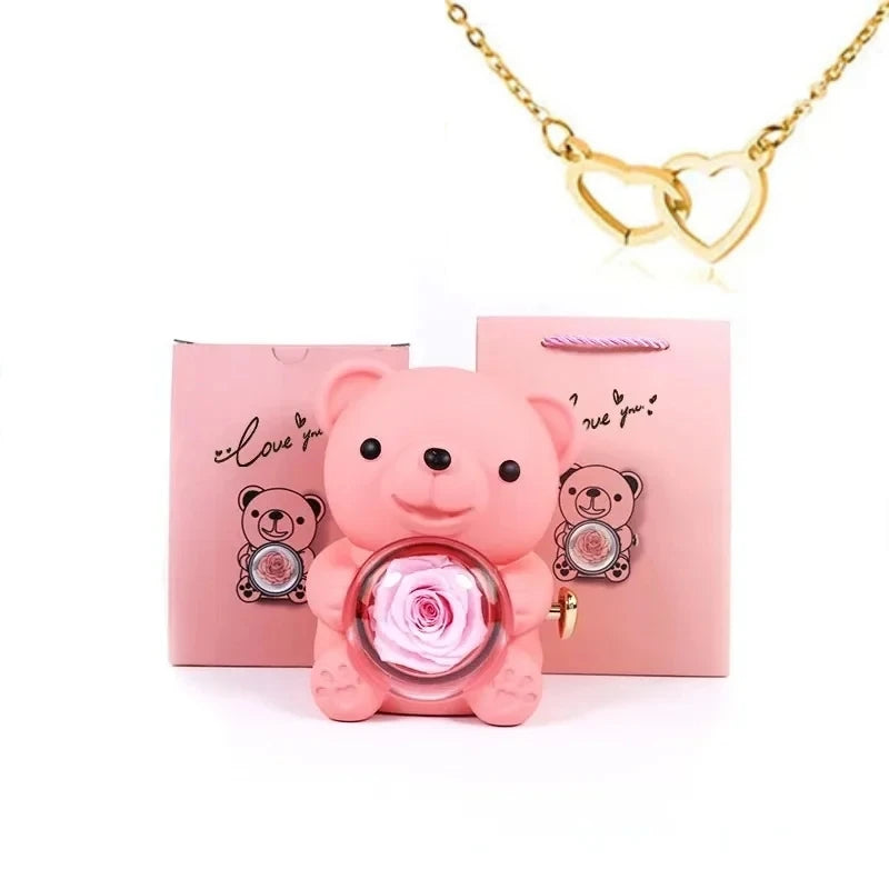 Oso con Rosa Eterna y Caja de Regalo