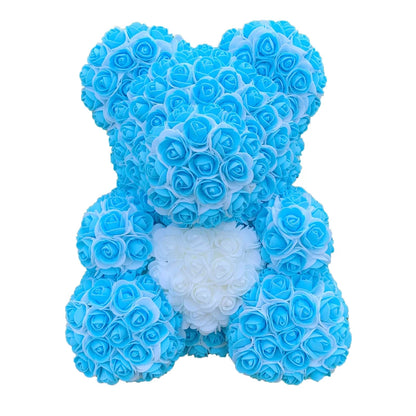 Oso de Peluche con Corazón de Rosas Artificiales