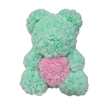 Oso de Peluche con Corazón de Rosas Artificiales