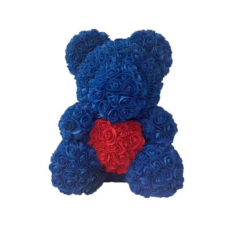 Oso de Peluche con Corazón de Rosas Artificiales