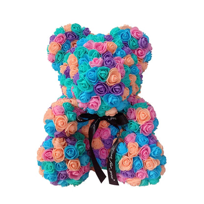 Oso de Peluche con Corazón de Rosas Artificiales