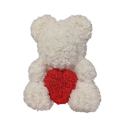 Oso de Peluche con Corazón de Rosas Artificiales