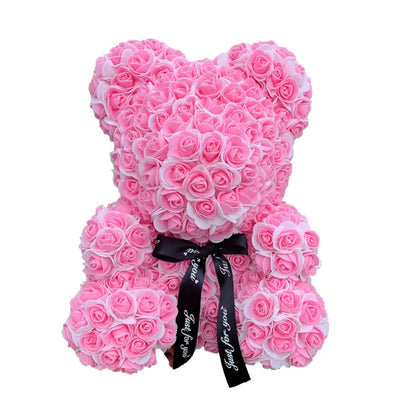 Oso de Peluche con Corazón de Rosas Artificiales