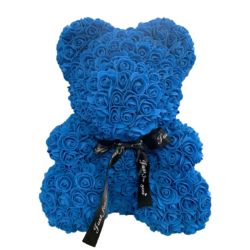 Oso de Peluche con Corazón de Rosas Artificiales