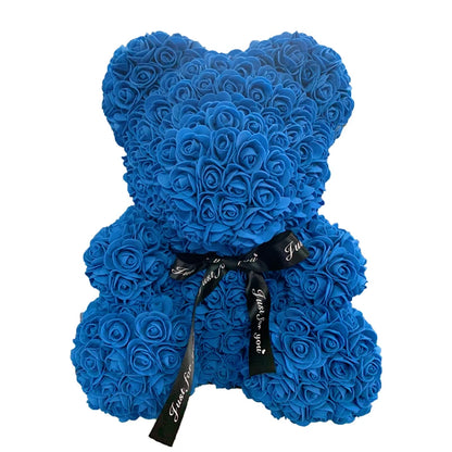 Oso de Peluche con Corazón de Rosas Artificiales