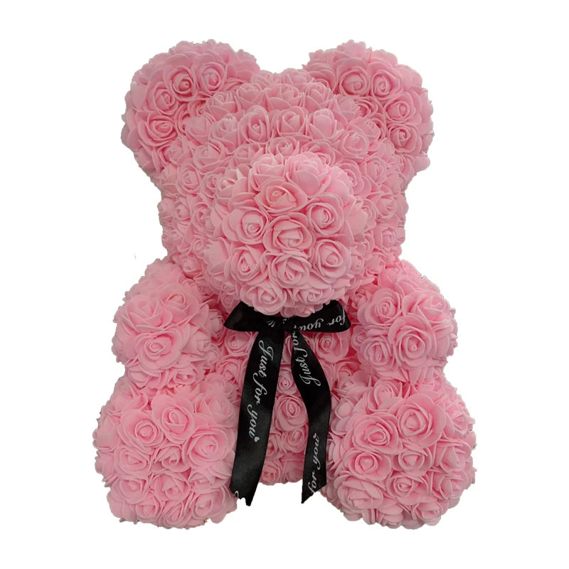 Oso de Peluche con Corazón de Rosas Artificiales