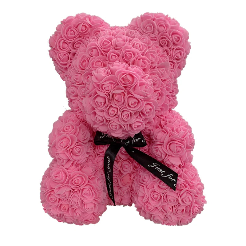 Oso de Peluche con Corazón de Rosas Artificiales