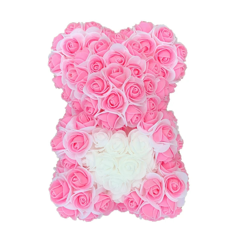 Oso de Peluche con Corazón de Rosas Artificiales