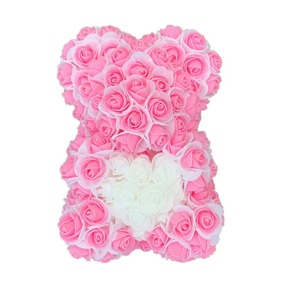 Oso de Peluche con Corazón de Rosas Artificiales
