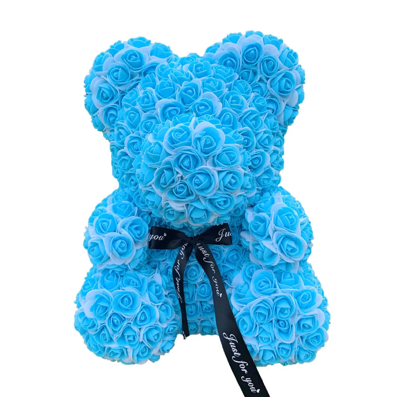 Oso de Peluche con Corazón de Rosas Artificiales