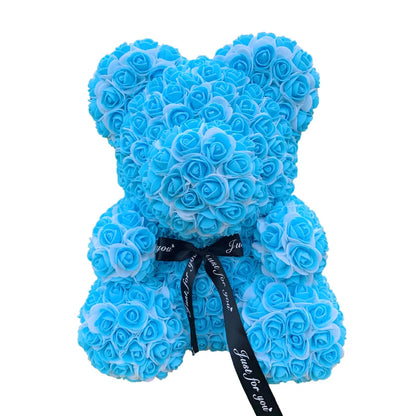 Oso de Peluche con Corazón de Rosas Artificiales