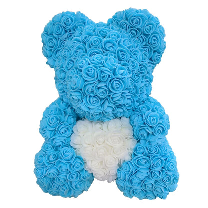 Oso de Peluche con Corazón de Rosas Artificiales