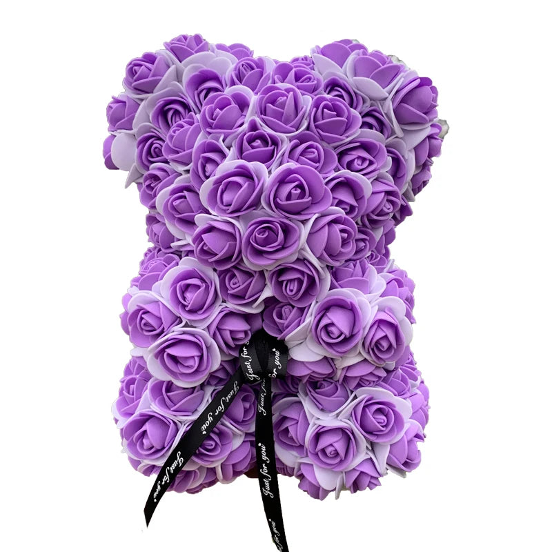Oso de Peluche con Corazón de Rosas Artificiales