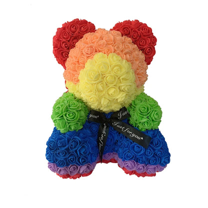 Oso de Peluche con Corazón de Rosas Artificiales