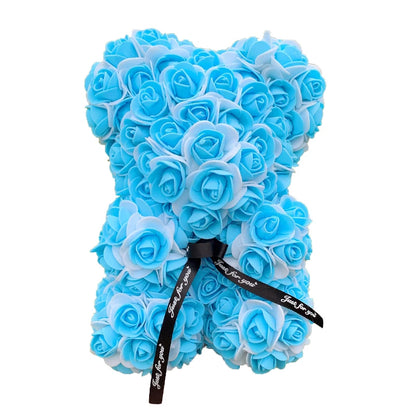 Oso de Peluche con Corazón de Rosas Artificiales