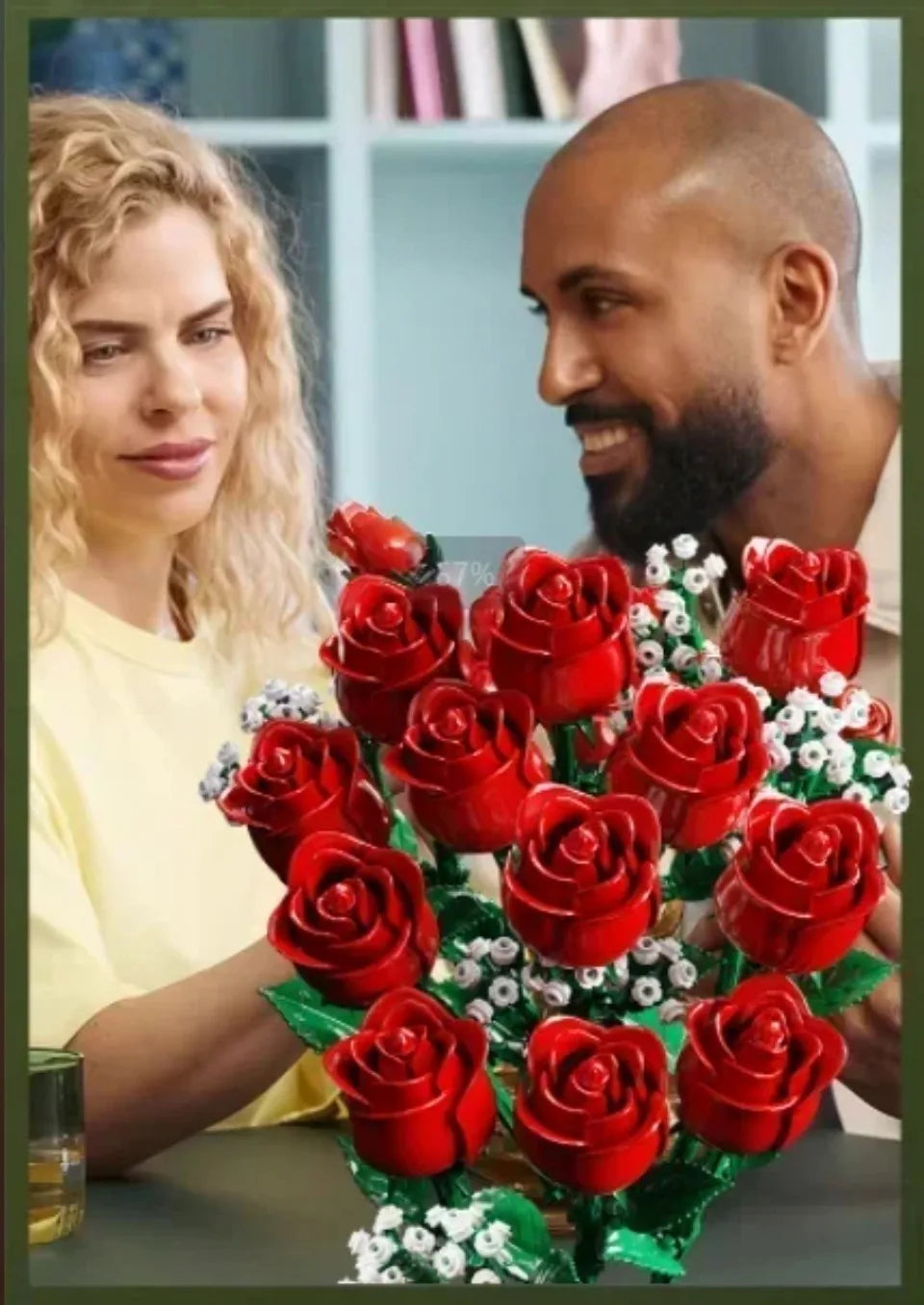 Bloques de construcción, ramo romántico de rosas (822 piezas)