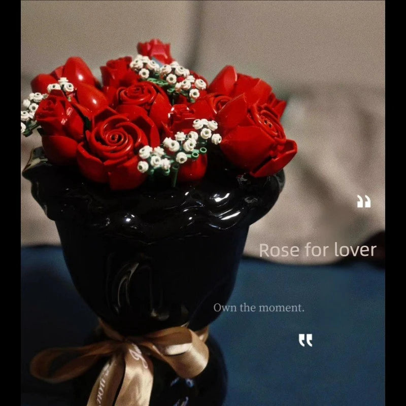 Bloques de construcción, ramo romántico de rosas (822 piezas)