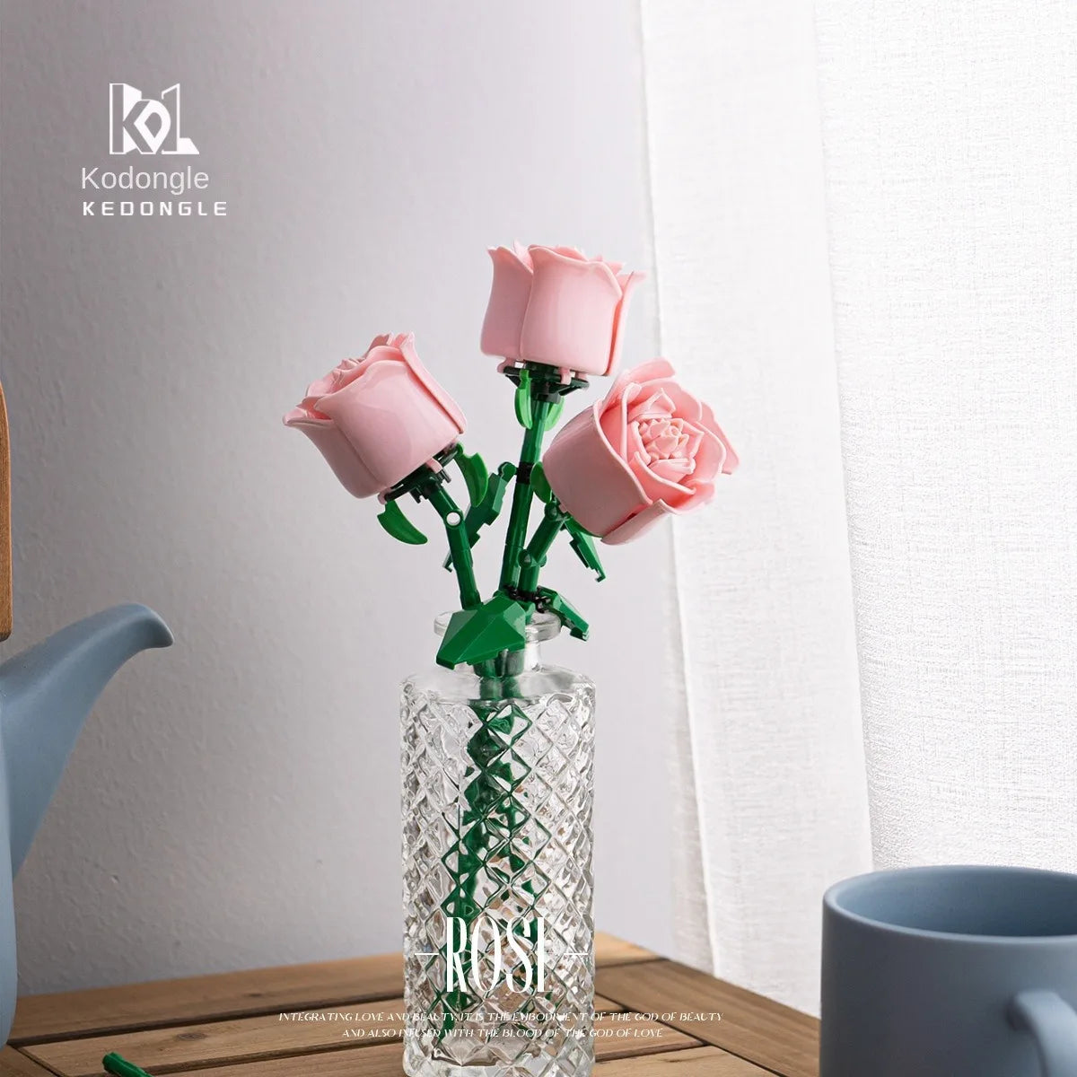 Rosas de Bloques de Construcción – Puzzle de Ramo Inmortal, Juguete y Decoración