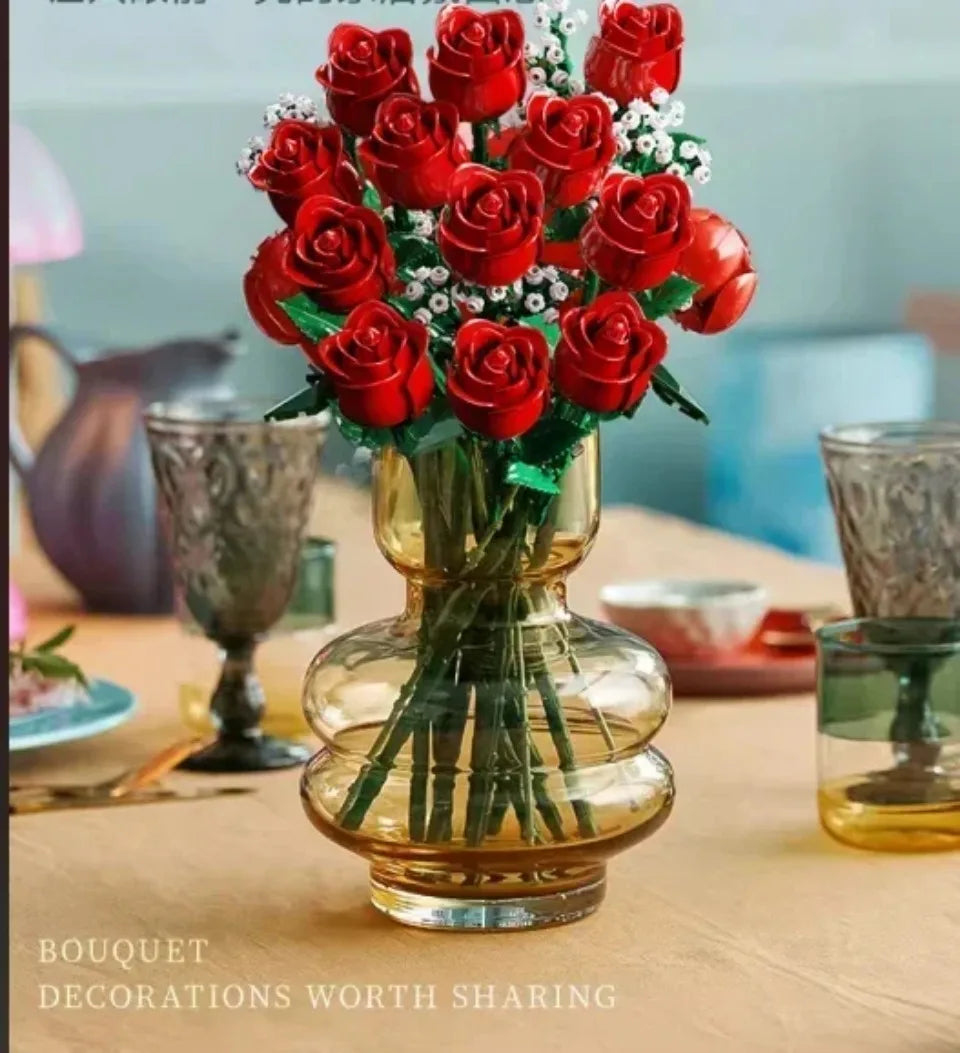 Bloques de construcción, ramo romántico de rosas (822 piezas)