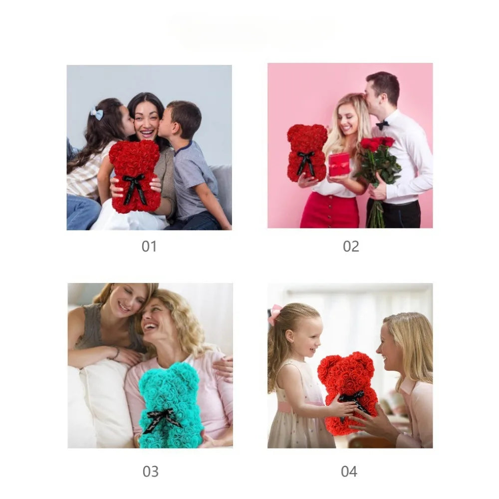 Oso de Rosas Artificiales con Caja