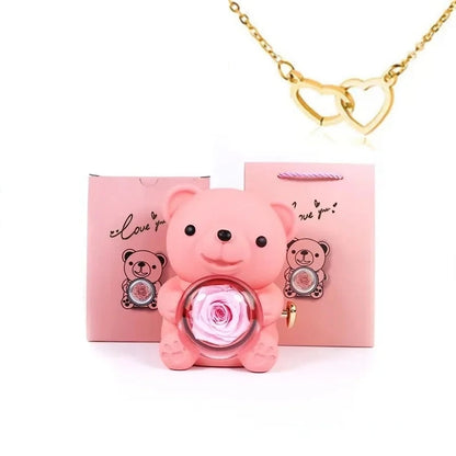 Oso con Rosa Eterna y Caja de Regalo