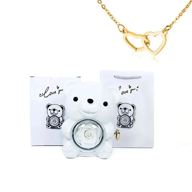 Oso con Rosa Eterna y Caja de Regalo