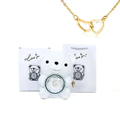 Oso con Rosa Eterna y Caja de Regalo