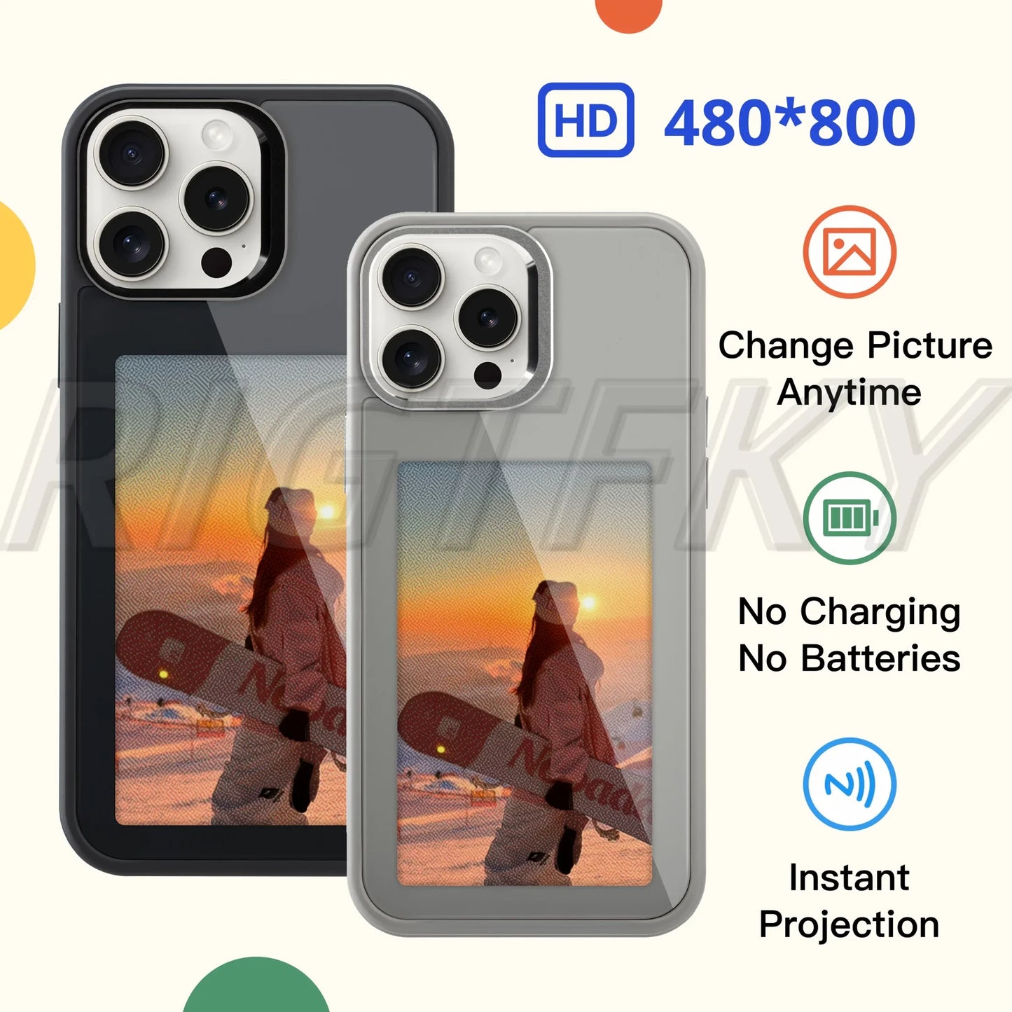 Funda Inteligente NFC para iPhone 16 Pro Max, 15 Pro, 14 y 13 – Impresión HD a Cuatro Colores, Diseño Personalizado DIY, Sin Batería