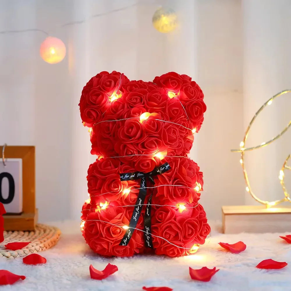 Oso de Rosas Artificiales con Caja