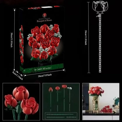Bloques de construcción, ramo romántico de rosas (822 piezas)