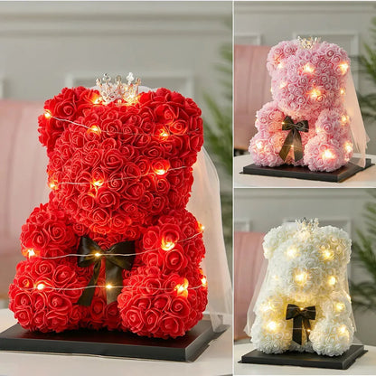 Oso de Rosas Artificiales con Caja