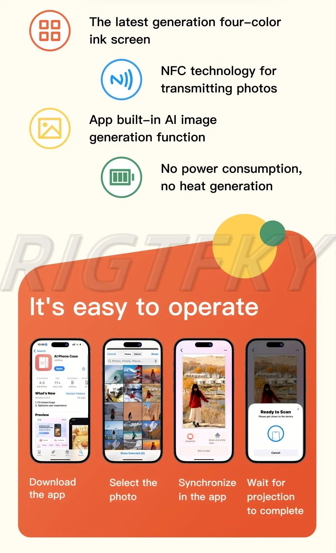 Funda Inteligente NFC para iPhone 16 Pro Max, 15 Pro, 14 y 13 – Impresión HD a Cuatro Colores, Diseño Personalizado DIY, Sin Batería