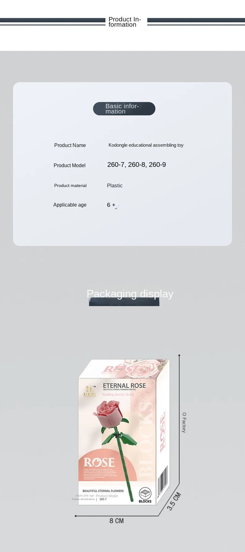 Rosas de Bloques de Construcción – Puzzle de Ramo Inmortal, Juguete y Decoración