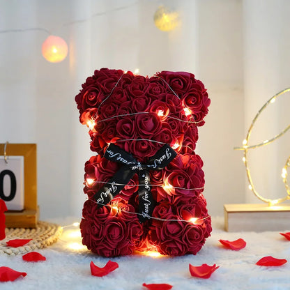 Oso de Rosas Artificiales con Caja