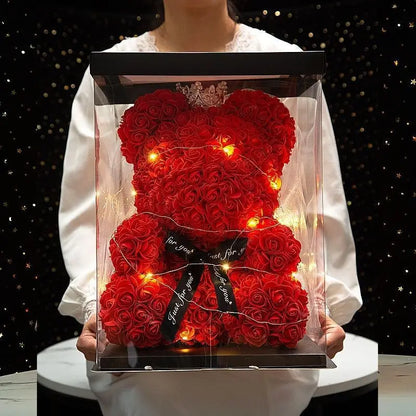 Oso de Rosas Artificiales con Caja