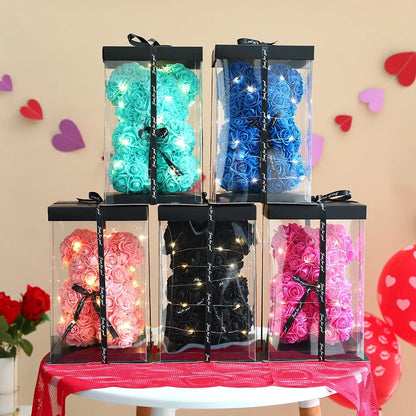 Oso de Rosas Artificiales con Caja