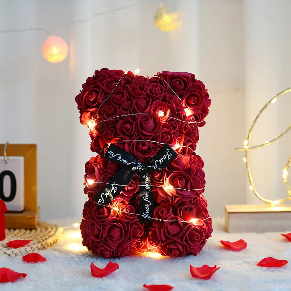 Oso de Rosas Artificiales con Caja