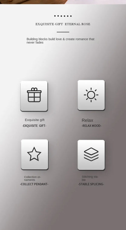 Rosas de Bloques de Construcción – Puzzle de Ramo Inmortal, Juguete y Decoración