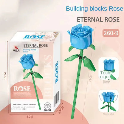 Rosas de Bloques de Construcción – Puzzle de Ramo Inmortal, Juguete y Decoración