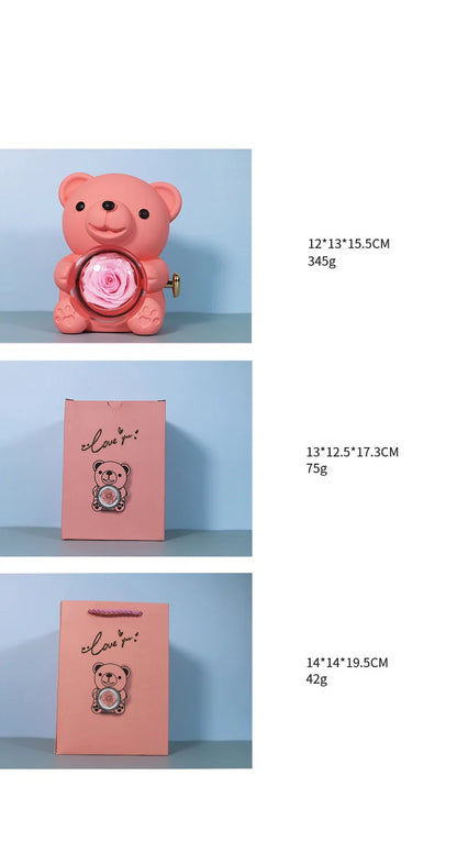 Oso con Rosa Eterna y Caja de Regalo