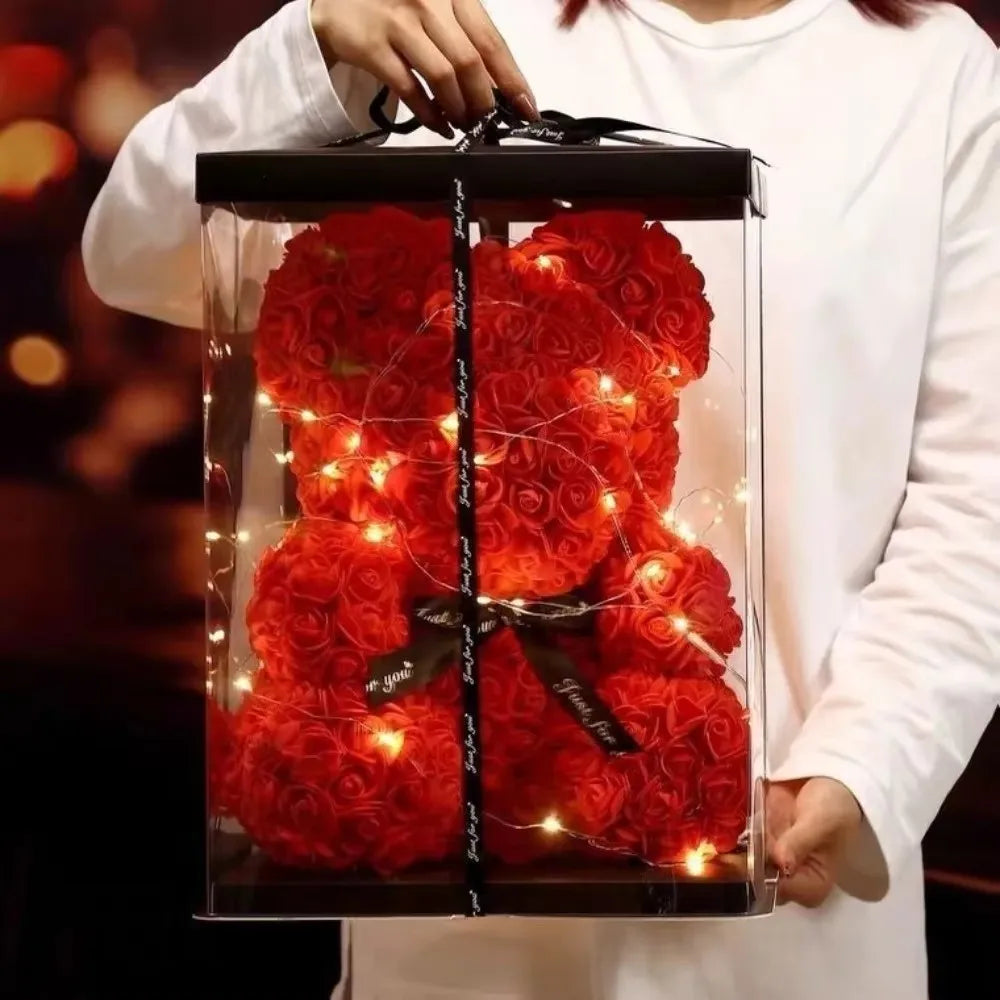 Oso de Rosas Artificiales con Caja