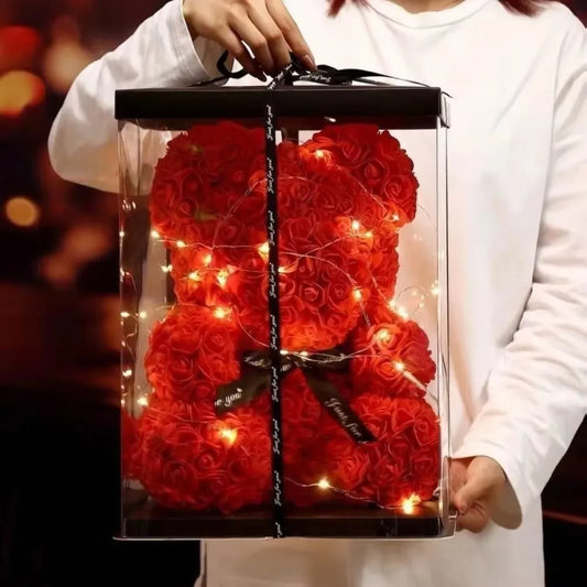 Oso de Rosas Artificiales con Caja